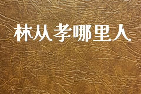 林从孝哪里人_https://www.gongyisiwang.com_恒指期货_第1张