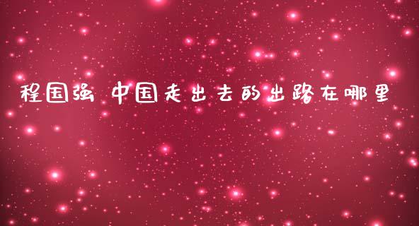 程国强 中国走出去的出路在哪里_https://www.gongyisiwang.com_焦炭期货手续费_第1张