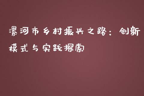 漯河市乡村振兴之路：创新模式与实践探索_https://www.gongyisiwang.com_焦炭期货手续费_第1张