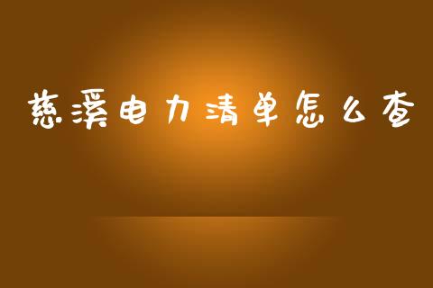 慈溪电力清单怎么查_https://www.gongyisiwang.com_股指期货交易手续费_第1张