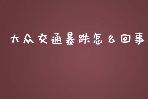 大众交通暴跌怎么回事_https://www.gongyisiwang.com_期货公司手续费排名_第1张