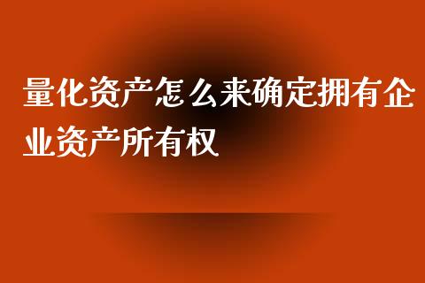 量化资产怎么来确定拥有企业资产所有权_https://www.gongyisiwang.com_股指期货交易手续费_第1张