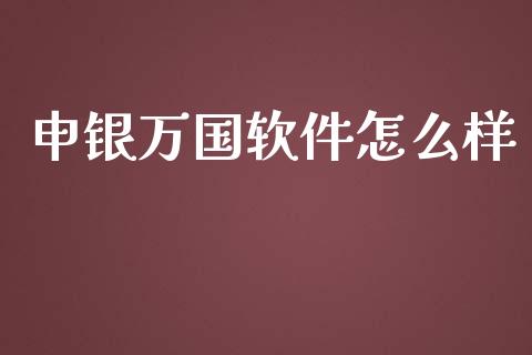 申银万国软件怎么样_https://www.gongyisiwang.com_股指期货交易手续费_第1张