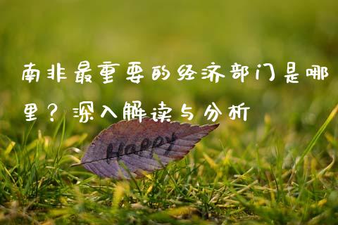 南非最重要的经济部门是哪里？深入解读与分析_https://www.gongyisiwang.com_恒指期货_第1张
