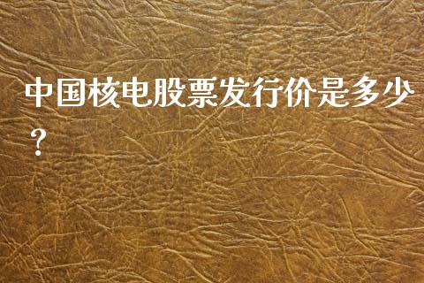 中国核电股票发行价是多少？_https://www.gongyisiwang.com_股指期货_第1张
