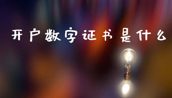 开户数字证书是什么_https://www.gongyisiwang.com_股指期货_第1张