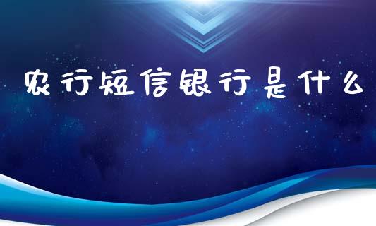 农行短信银行是什么_https://www.gongyisiwang.com_原油期货_第1张