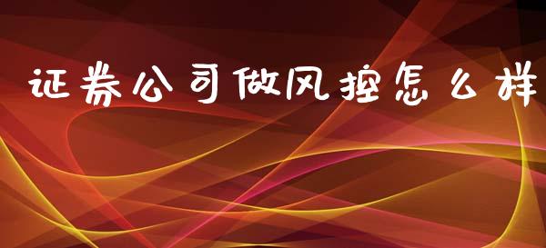 证券公司做风控怎么样_https://www.gongyisiwang.com_期货公司手续费排名_第1张