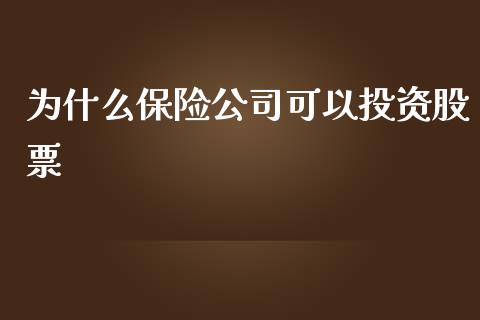 为什么保险公司可以投资股票_https://www.gongyisiwang.com_股指期货_第1张