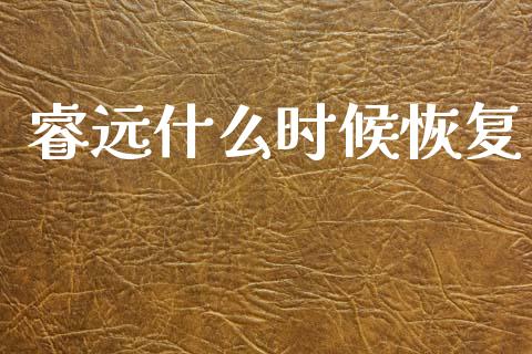 睿远什么时候恢复_https://www.gongyisiwang.com_期货公司手续费排名_第1张