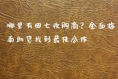 哪里有田七收购商？全面指南助您找到最佳合作_https://www.gongyisiwang.com_道指_第1张