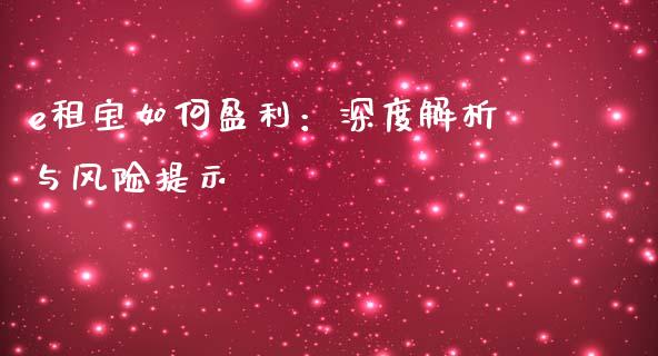 e租宝如何盈利：深度解析与风险提示_https://www.gongyisiwang.com_焦炭期货手续费_第1张