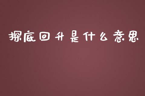 探底回升是什么意思_https://www.gongyisiwang.com_焦炭期货手续费_第1张