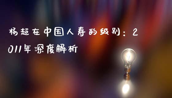 杨超在中国人寿的级别：2011年深度解析_https://www.gongyisiwang.com_焦炭期货手续费_第1张