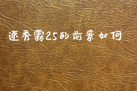 速秀霖25的前景如何_https://www.gongyisiwang.com_股指期货交易手续费_第1张