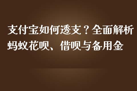 支付宝如何透支?全面解析蚂蚁花呗、借呗与备用金_股指期货_第1张_股指期货交易手续费_广发期货手续费_期货公司手续费排名_焦炭期货手续费 支付宝如何透支?全面解析蚂蚁花呗、借呗与备用金_https://www.gongyisiwang.com_股指期货_第1张