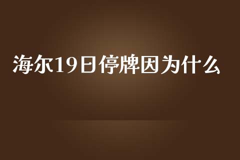 海尔19日停牌因为什么_https://www.gongyisiwang.com_恒指期货_第1张