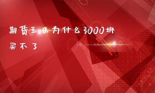 期货玉米为什么3000块买不了_https://www.gongyisiwang.com_焦炭期货手续费_第1张