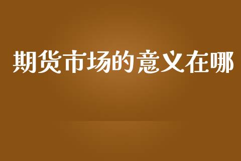 期货市场的意义在哪_https://www.gongyisiwang.com_股指期货交易手续费_第1张