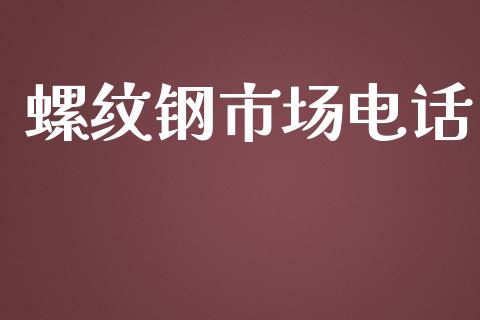 螺纹钢市场电话_https://www.gongyisiwang.com_股指期货交易手续费_第1张