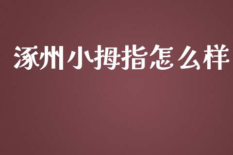 涿州小拇指怎么样_https://www.gongyisiwang.com_恒指期货_第1张