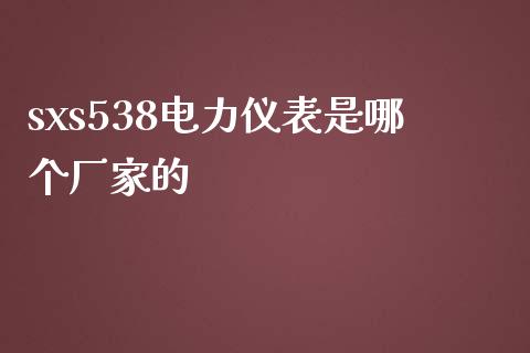 sxs538电力仪表是哪个厂家的_https://www.gongyisiwang.com_广发期货手续费_第1张