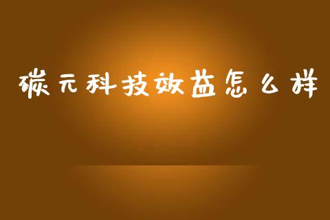 碳元科技效益怎么样_https://www.gongyisiwang.com_恒指期货_第1张