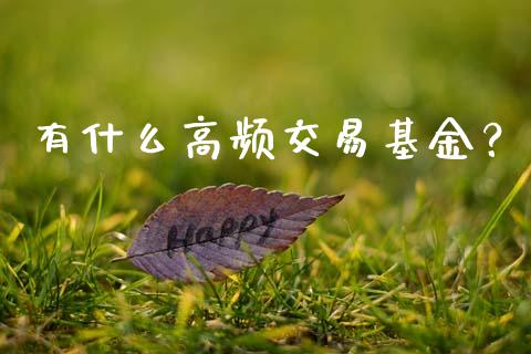 有什么高频交易基金？_https://www.gongyisiwang.com_期货公司手续费排名_第1张