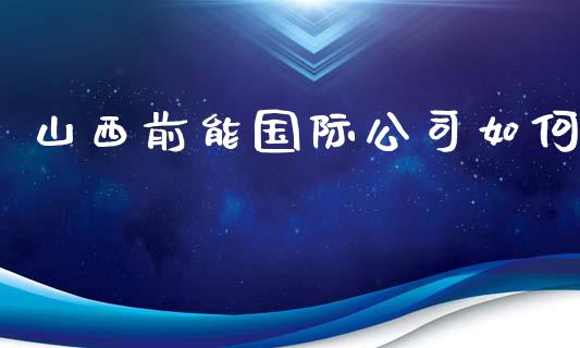 山西前能国际公司如何_https://www.gongyisiwang.com_焦炭期货手续费_第1张