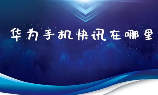 华为手机快讯在哪里_https://www.gongyisiwang.com_股指期货_第1张