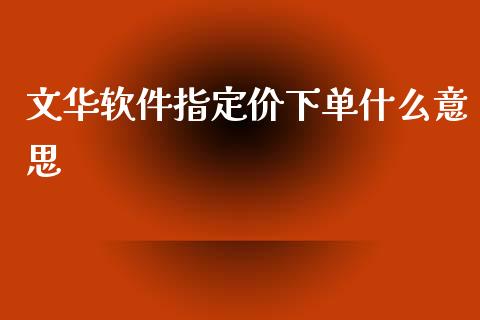 文华软件指定价下单什么意思_https://www.gongyisiwang.com_股指期货_第1张