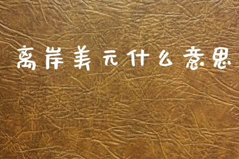 离岸美元什么意思_https://www.gongyisiwang.com_广发期货手续费_第1张