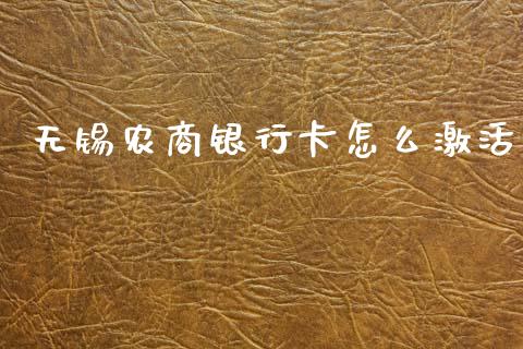 无锡农商银行卡怎么激活_https://www.gongyisiwang.com_股指期货交易手续费_第1张