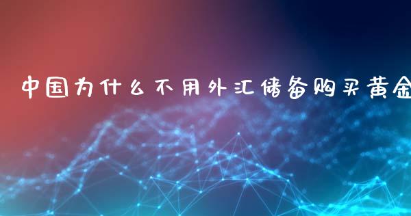 中国为什么不用外汇储备购买黄金_https://www.gongyisiwang.com_焦炭期货手续费_第1张