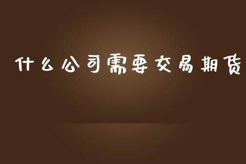 什么公司需要交易期货_https://www.gongyisiwang.com_广发期货手续费_第1张