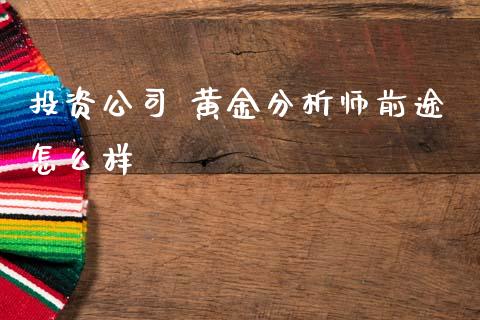 投资公司 黄金分析师前途怎么样_https://www.gongyisiwang.com_原油期货_第1张