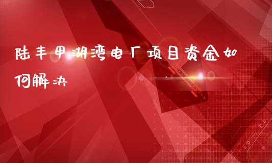 陆丰甲湖湾电厂项目资金如何解决_https://www.gongyisiwang.com_恒指期货_第1张