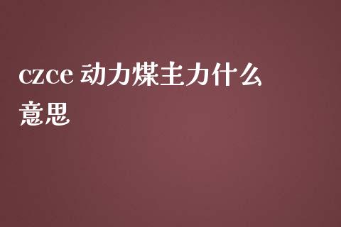 czce 动力煤主力什么意思_https://www.gongyisiwang.com_股指期货_第1张