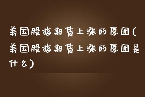 美国股指期货上涨的原因(美国股指期货上涨的原因是什么)_https://www.gongyisiwang.com_股指期货交易手续费_第1张