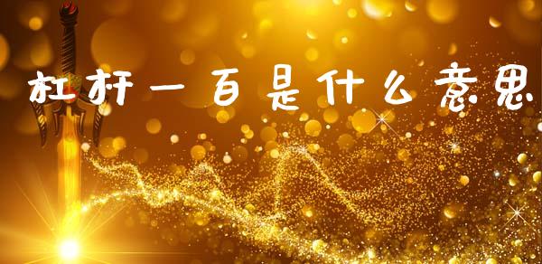 杠杆一百是什么意思_https://www.gongyisiwang.com_原油期货_第1张