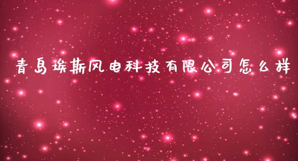 青岛埃斯风电科技有限公司怎么样_https://www.gongyisiwang.com_股指期货交易手续费_第1张