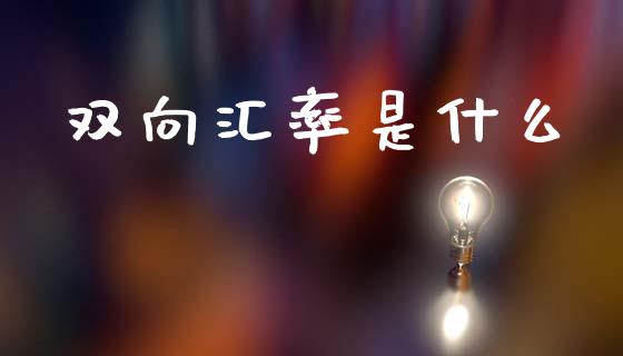双向汇率是什么_https://www.gongyisiwang.com_期货公司手续费排名_第1张