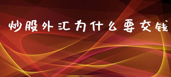 炒股外汇为什么要交钱_https://www.gongyisiwang.com_道指_第1张