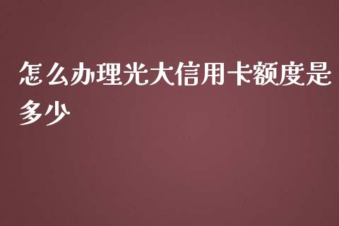 怎么办理光大信用卡额度是多少_https://www.gongyisiwang.com_道指_第1张