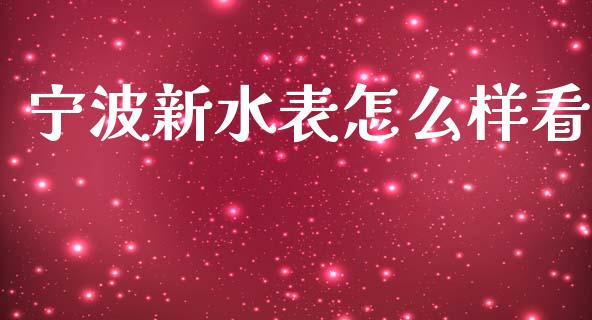 宁波新水表怎么样看_https://www.gongyisiwang.com_原油期货_第1张