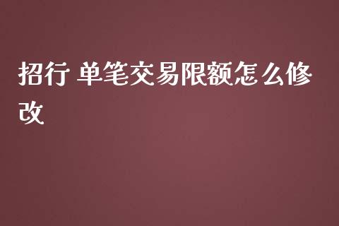 招行 单笔交易限额怎么修改_https://www.gongyisiwang.com_原油期货_第1张