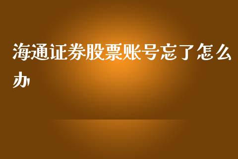 海通证券股票账号忘了怎么办_https://www.gongyisiwang.com_期货公司手续费排名_第1张