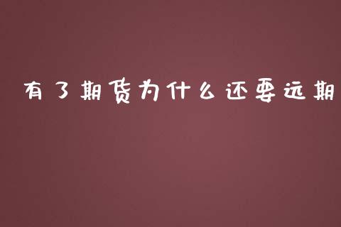 有了期货为什么还要远期_https://www.gongyisiwang.com_焦炭期货手续费_第1张