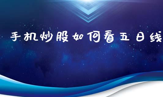 手机炒股如何看五日线_https://www.gongyisiwang.com_原油期货_第1张