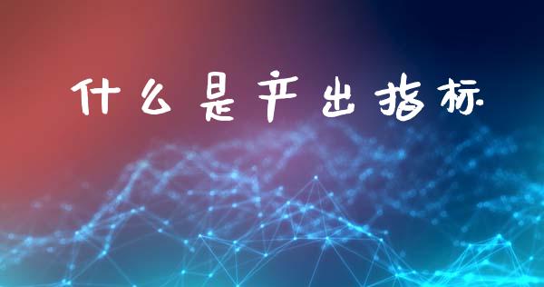 什么是产出指标_https://www.gongyisiwang.com_焦炭期货手续费_第1张